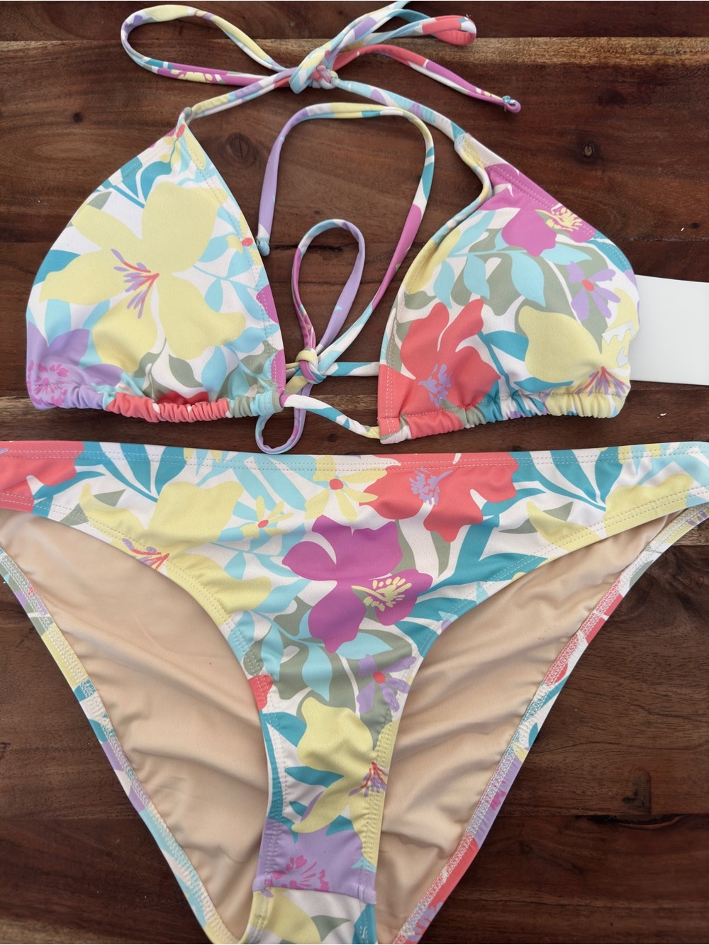 Billabong NWT Floral Triangle Bikini Set - Pastel Multi XL